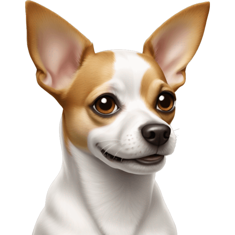 White and brown chihuahua-jack Russel terrier mixed dog  emoji