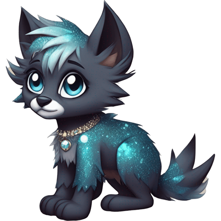 Cool cute Kawaii edgy fantasy animal sparkle fursona Fionbri by griffsnuff & LiLaiRa & Falvie full body emoji