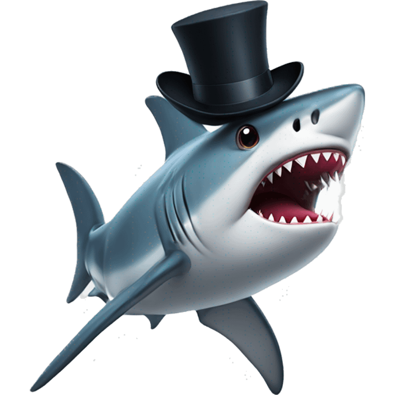 Shark with a top hat emoji