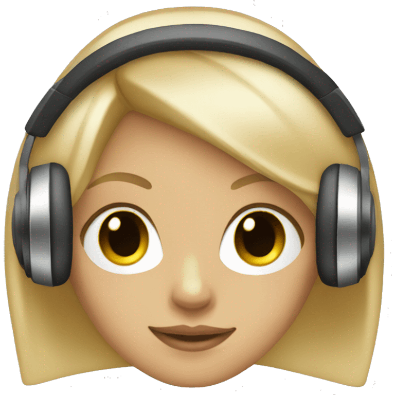 blonde dj girl straight hair with beige headphones emoji