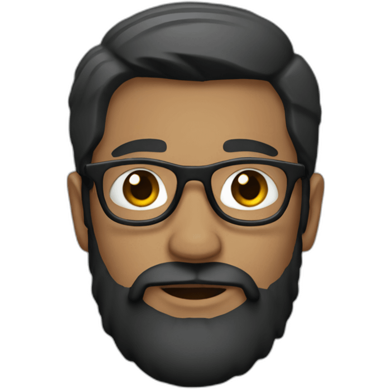 bearded and glass wearing black short hair guy emoji