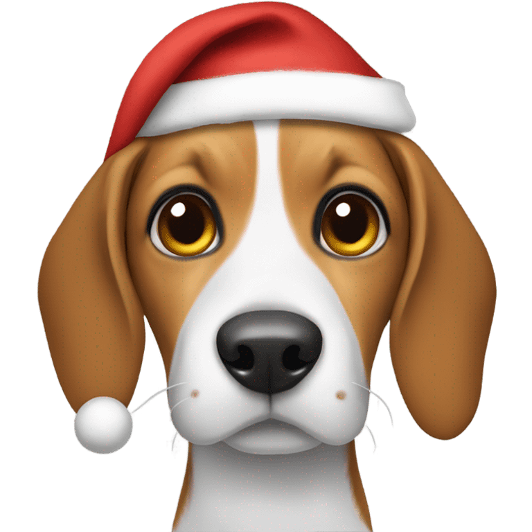 Beagle wearing Santa hat emoji