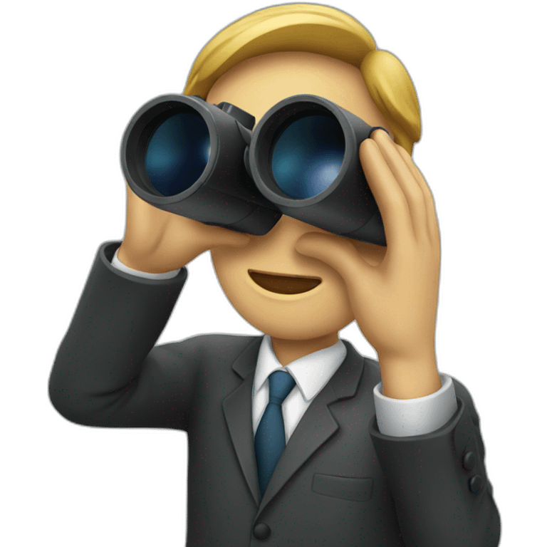 man in suit looking through binoculars emoji