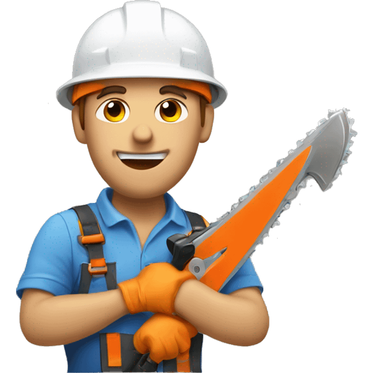 builder in a helmet with a chainsaw emoji