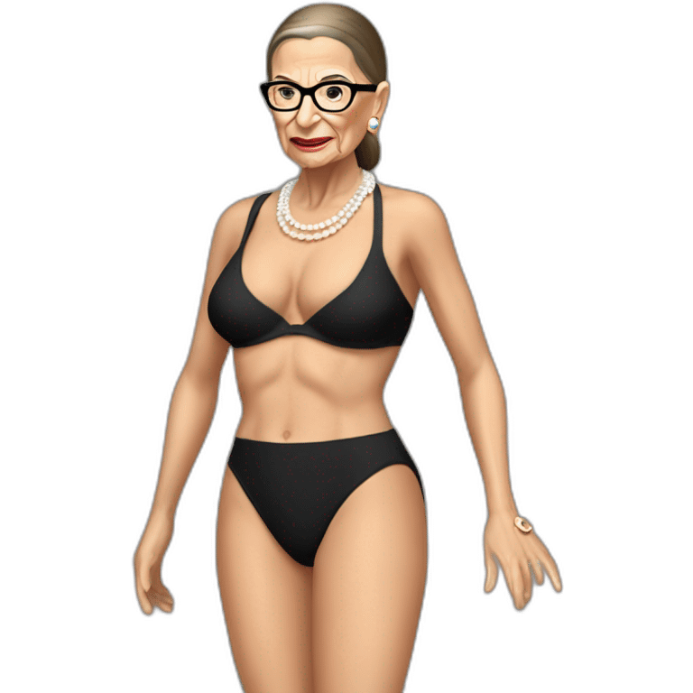 sexy ruth bader ginsburg wearing only a string bikini bottoms top exposed (full body, ios17) emoji