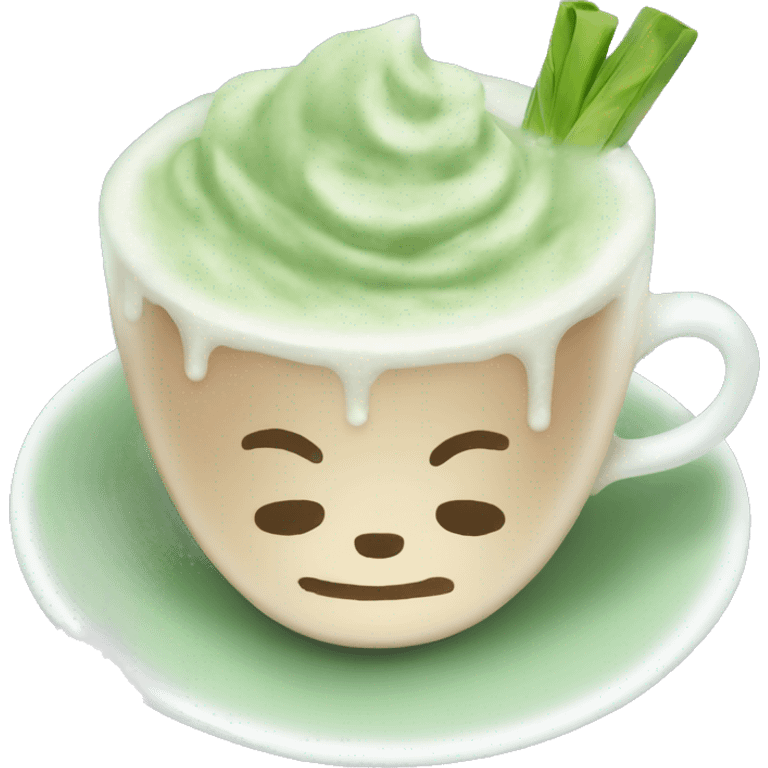 Cup of iced matcha latte emoji