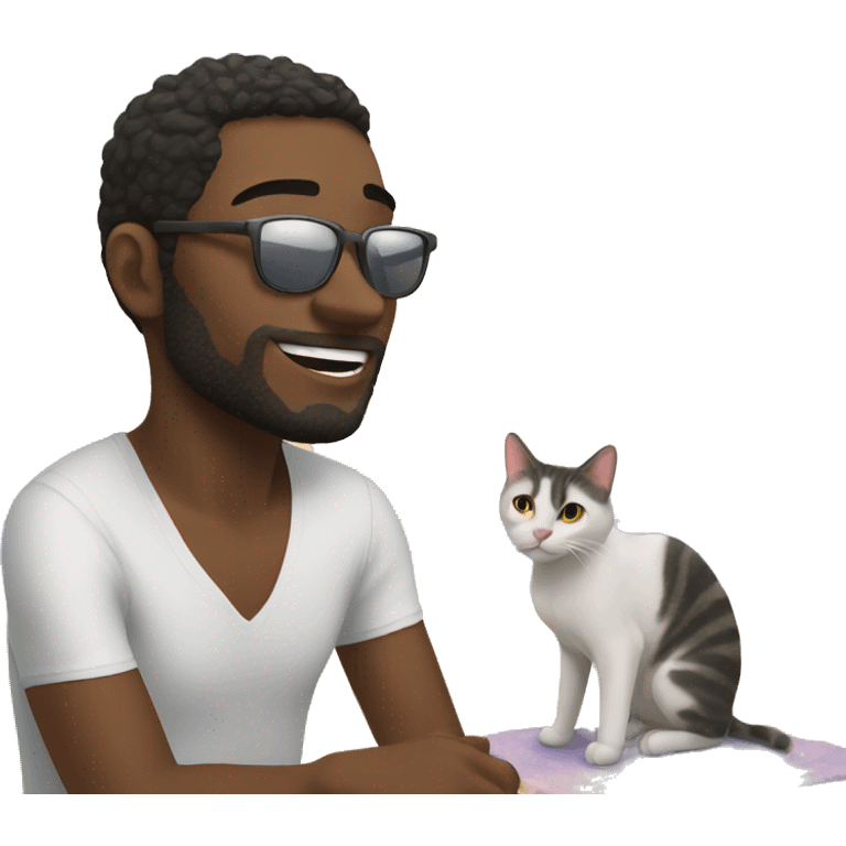 guy with cat at beach emoji