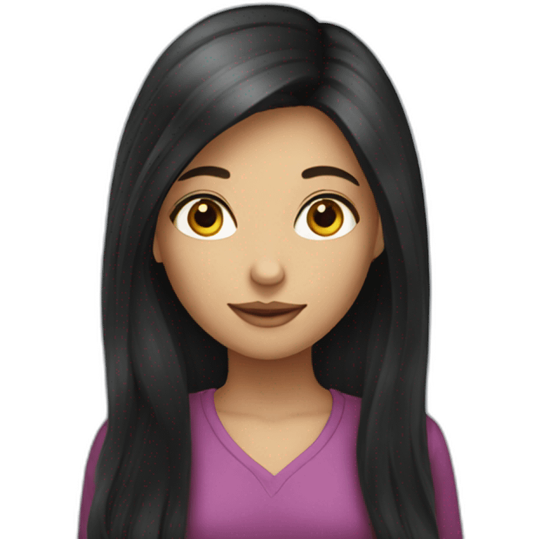 Girl with beautiful long dark hair emoji