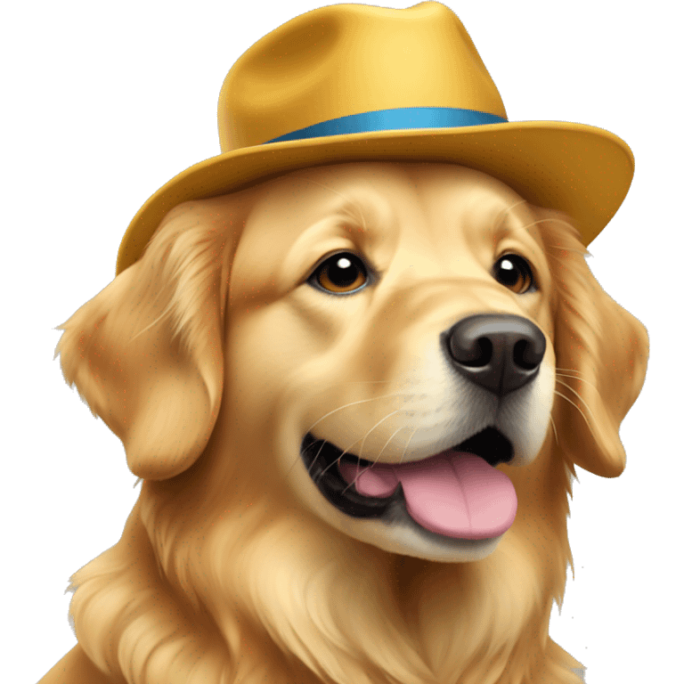 Golden retriever with hat emoji