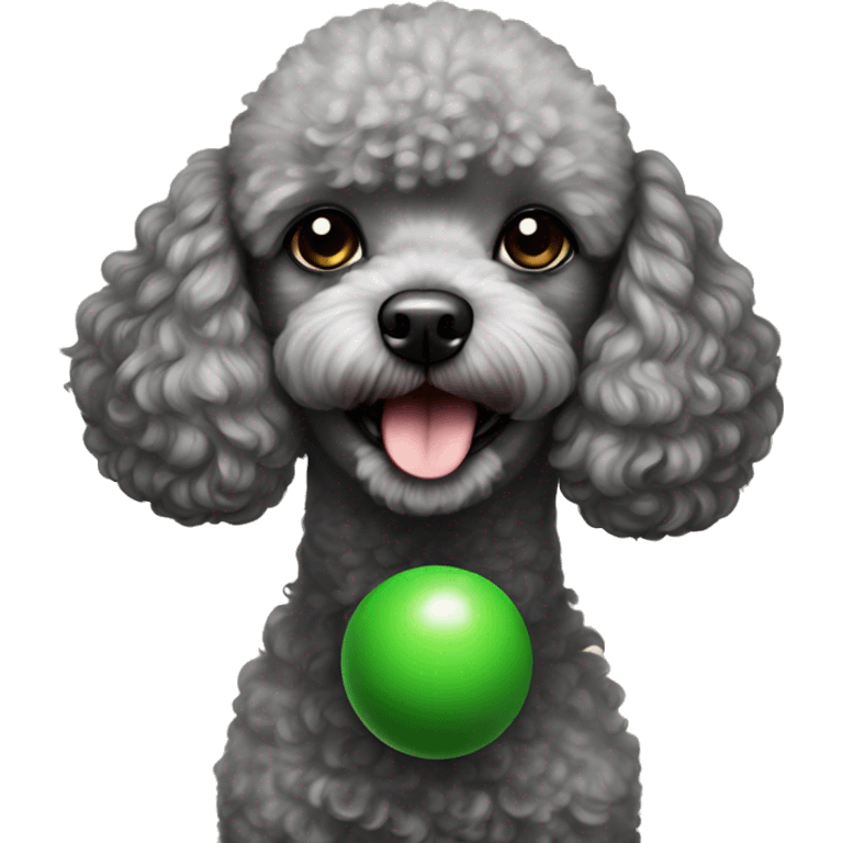 toy poodle with green ball in its mouth emoji