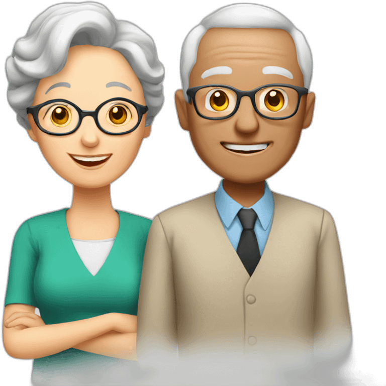 Seniors together with older lady teacher emoji