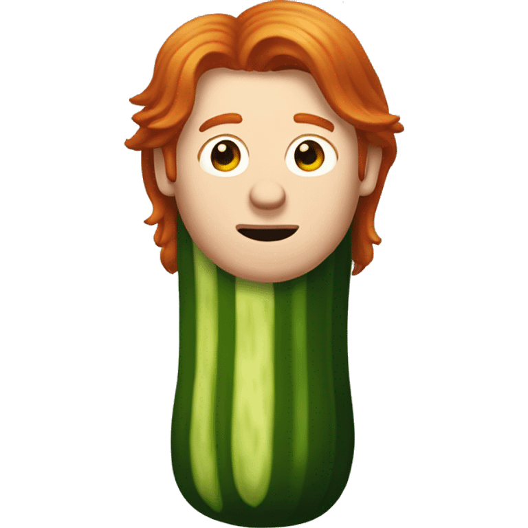 Pickle with the face of ron weasley. Pickle has red hair. emoji