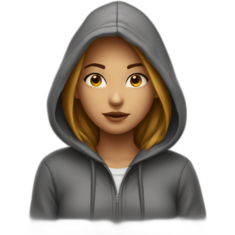 A girl with a hoodie « men’s are trash » emoji