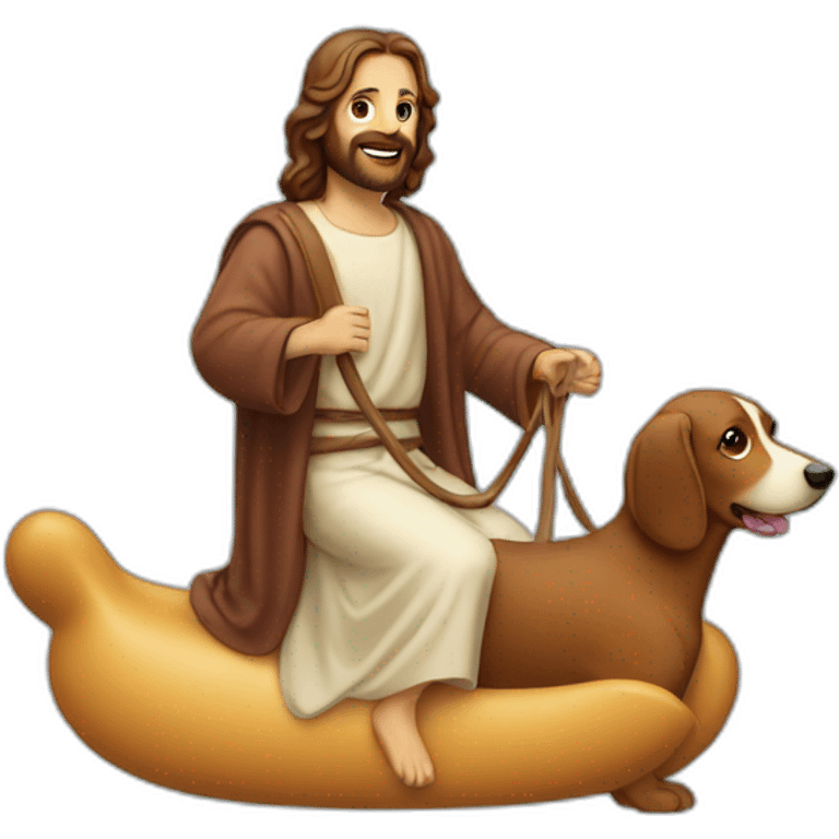 jesus riding an wiener dog emoji