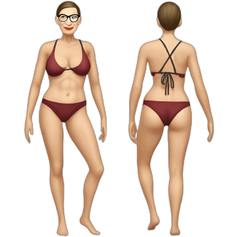 sexy ruth bader ginsburg wearing a string bikini bottoms top exposed (full body, ios17, top less) emoji