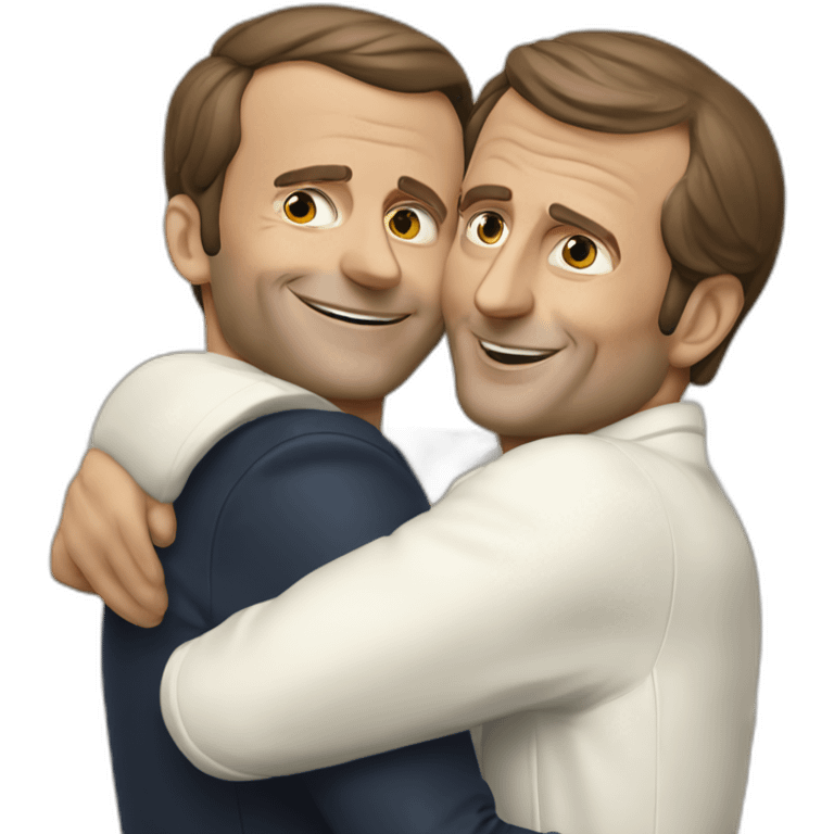 emmmanuel macron hugging a saussage emoji