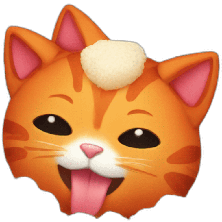 red cat eat onigiri emoji