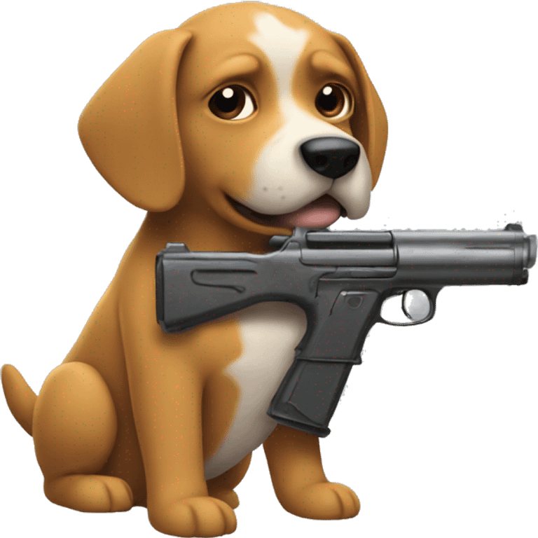 a dog with a toy gun hotboxing emoji