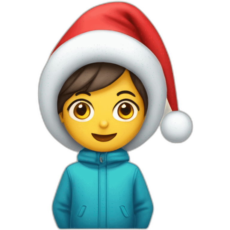 Estrellita qzul con gorro de navidad emoji