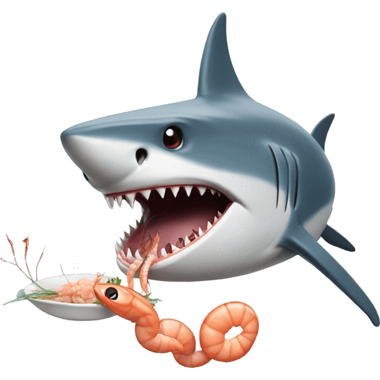 Shark eating shrimps emoji