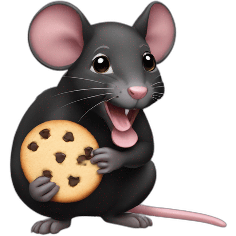 balck rat happy eats cookie emoji