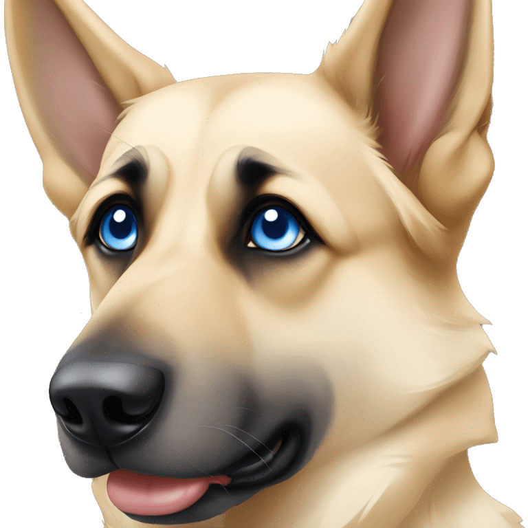 Cream German Shepard with one blue eye and one brown eye emoji