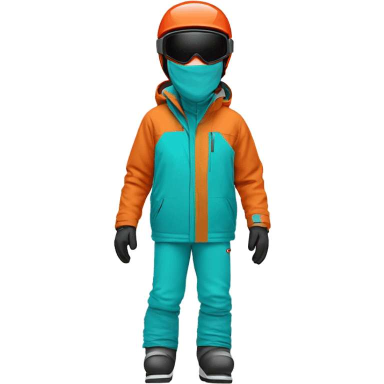 white Skier man wearing orange jacket and wearing a RED HELMET and turquoise pants emoji