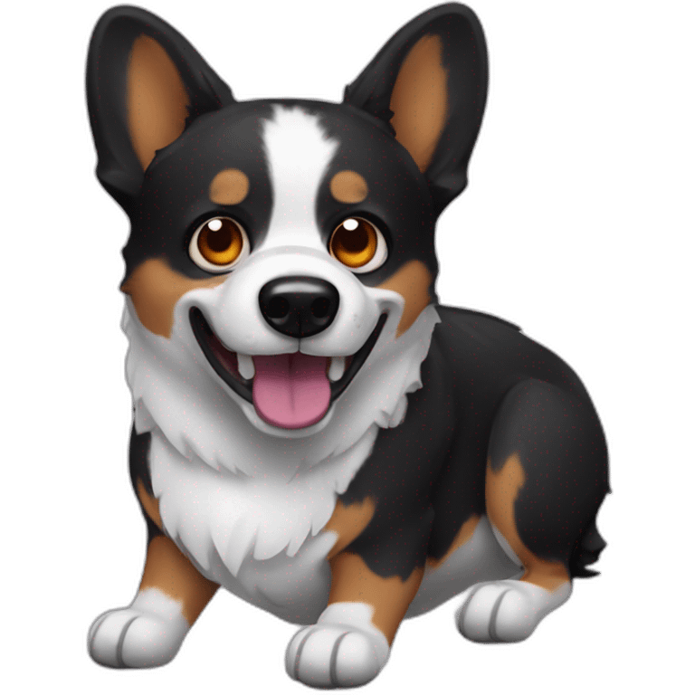 Black corgi zombie emoji