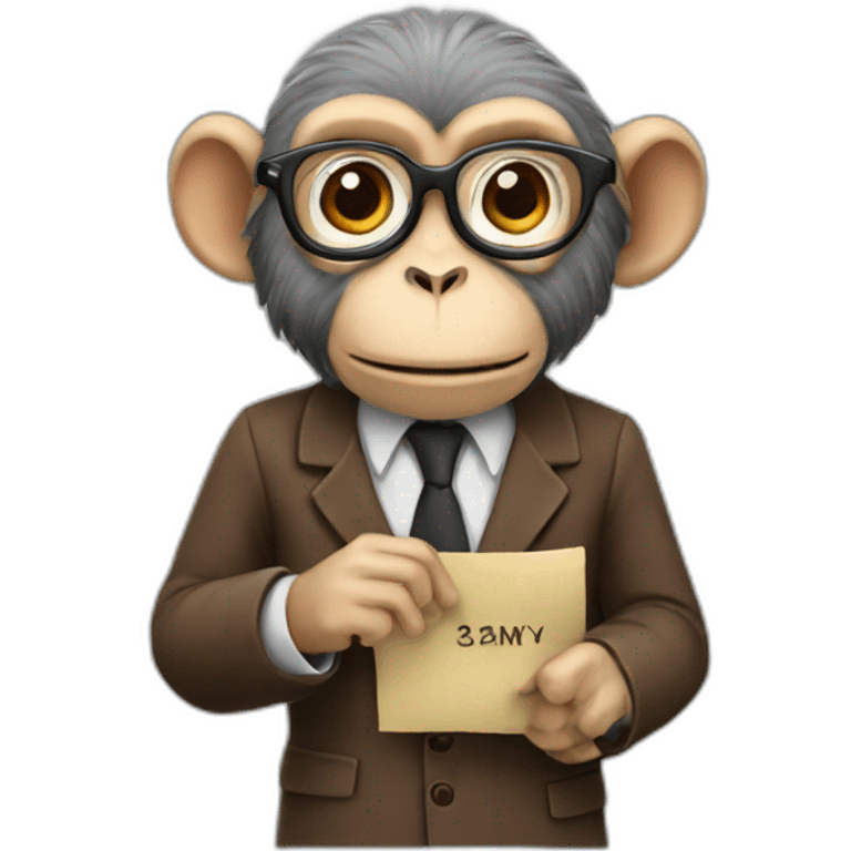 monkey professor hands holding a name emoji