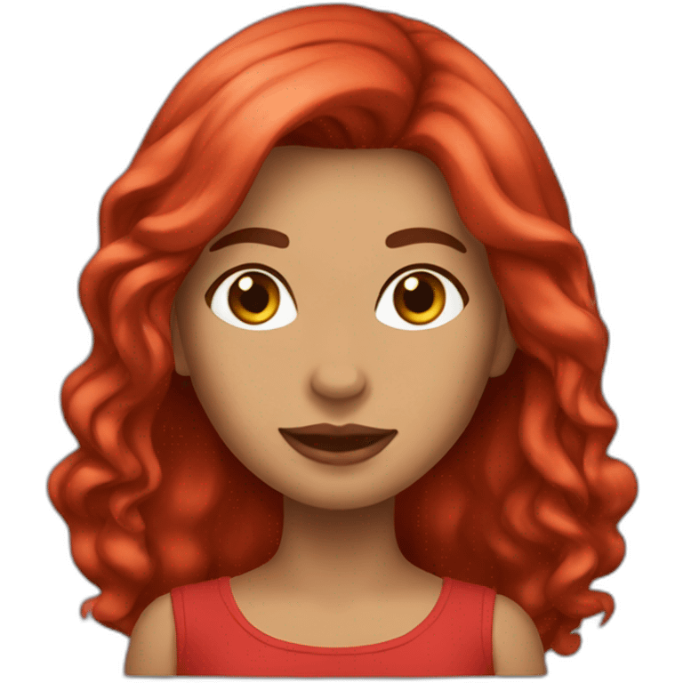 Mujer cabello rojo liso emoji