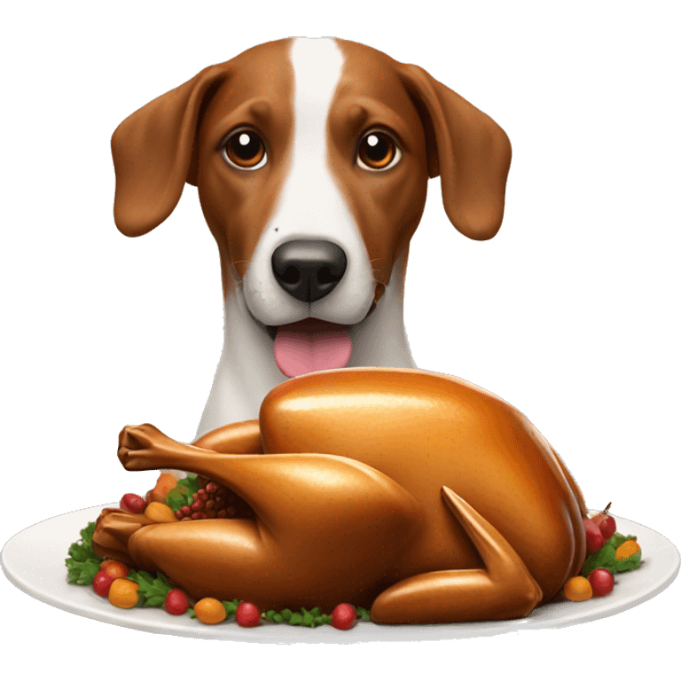 Dog eating Thanksgiving, turkey emoji