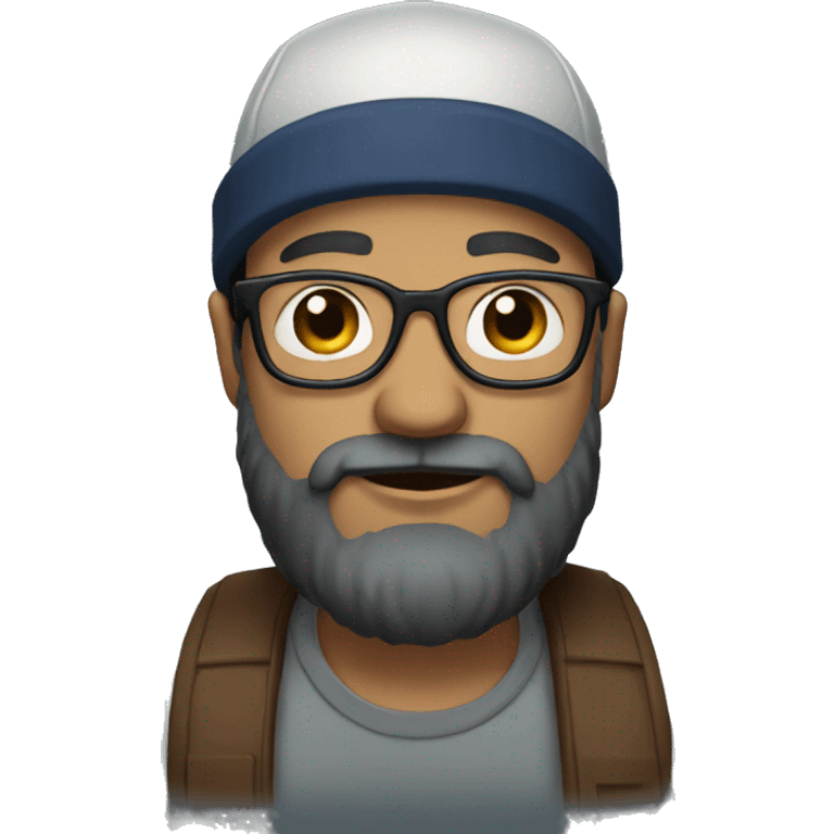 GUY WITH BEARD AND GLASSES and cap emoji