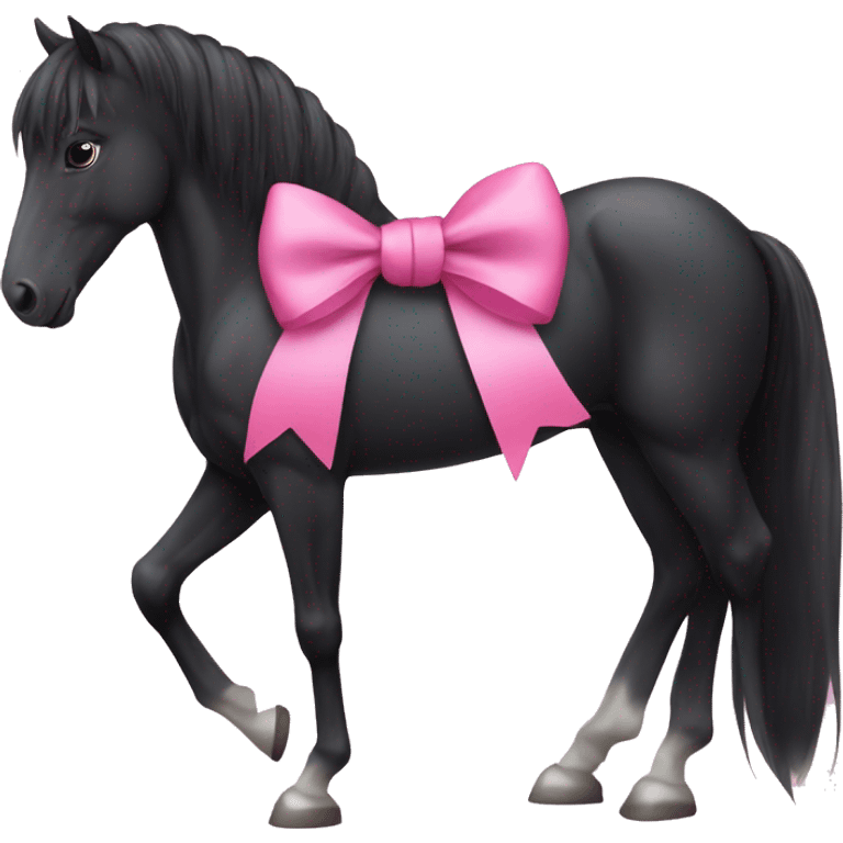 Black horse with pink bow emoji