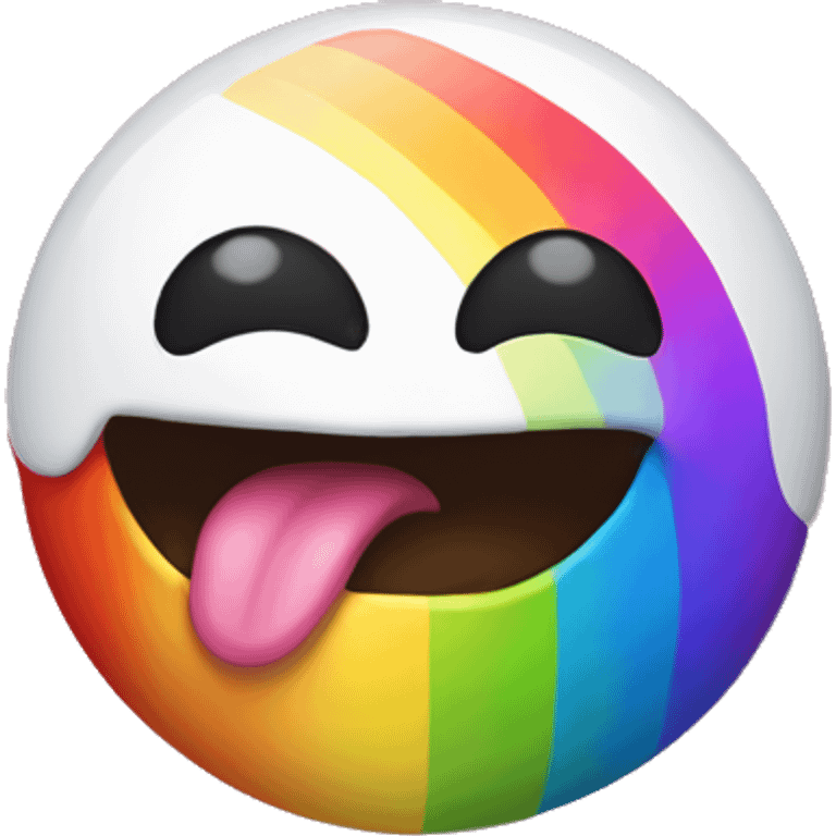 A rainbow-colored emoji sticking out its tongue emoji