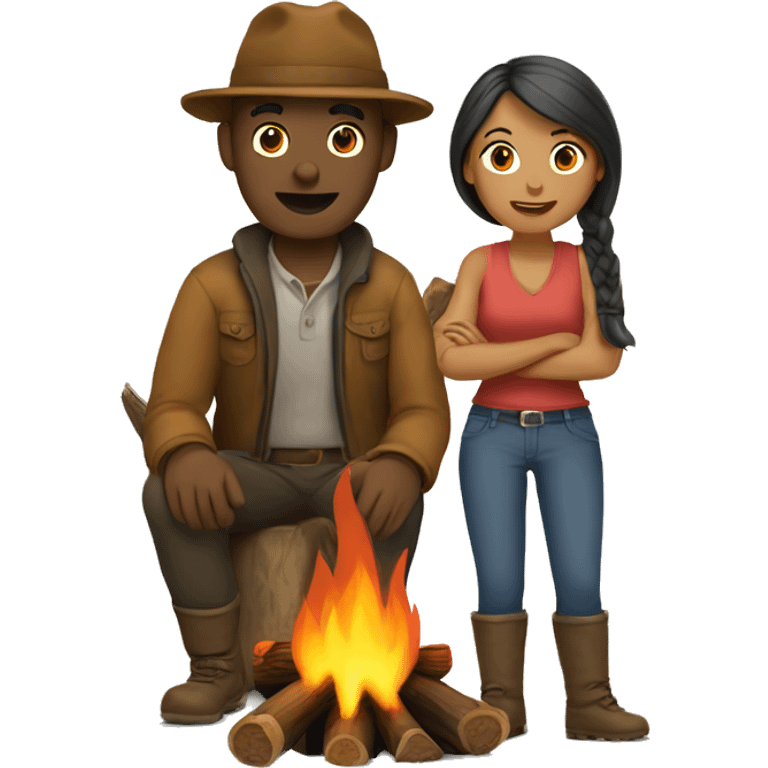 Campfire man and women  emoji