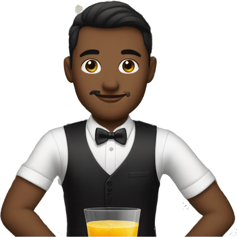 Bartender mixing cocktail with black shirt and long black tie with no white shirt emoji