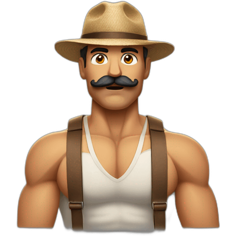 Muscles mustache expressive Cuban man emoji