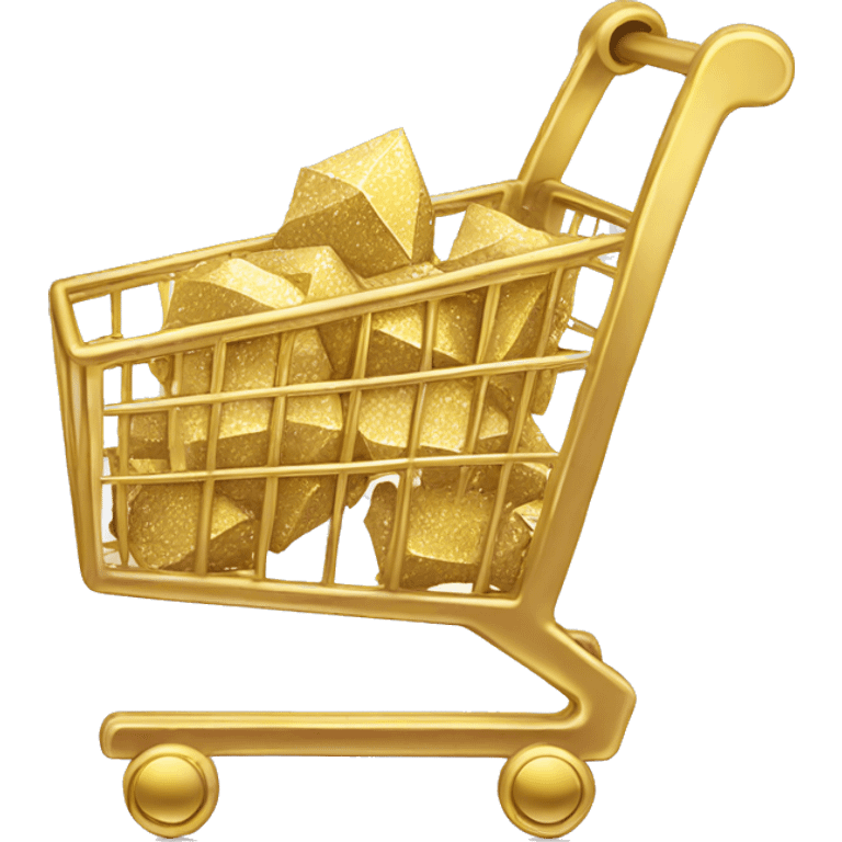 shopping cart made with gold, diamonds emoji