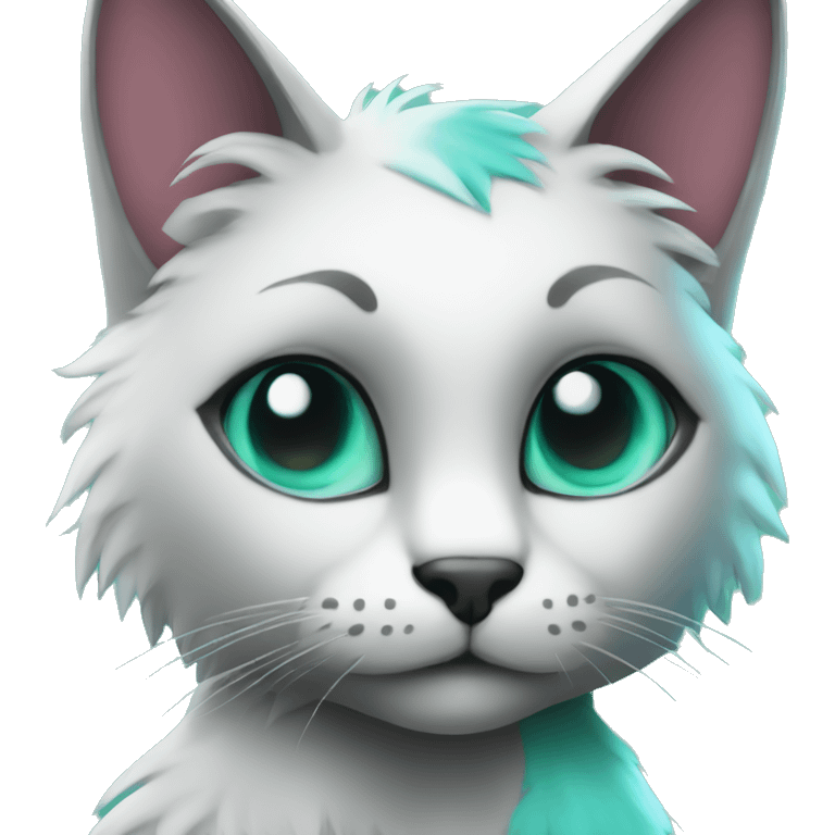 anthromorphic black cat furry with a teal mohawk emoji