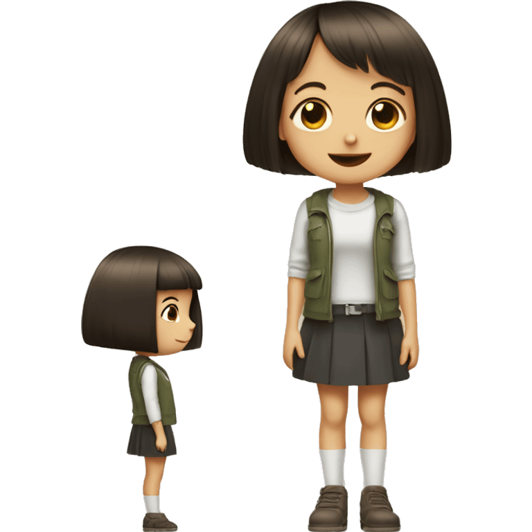 cute little girl with bob haircut looks like Mathilda from Leon movie emoji