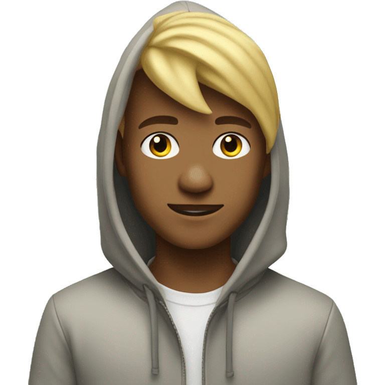 blonde boy outdoors in hood emoji