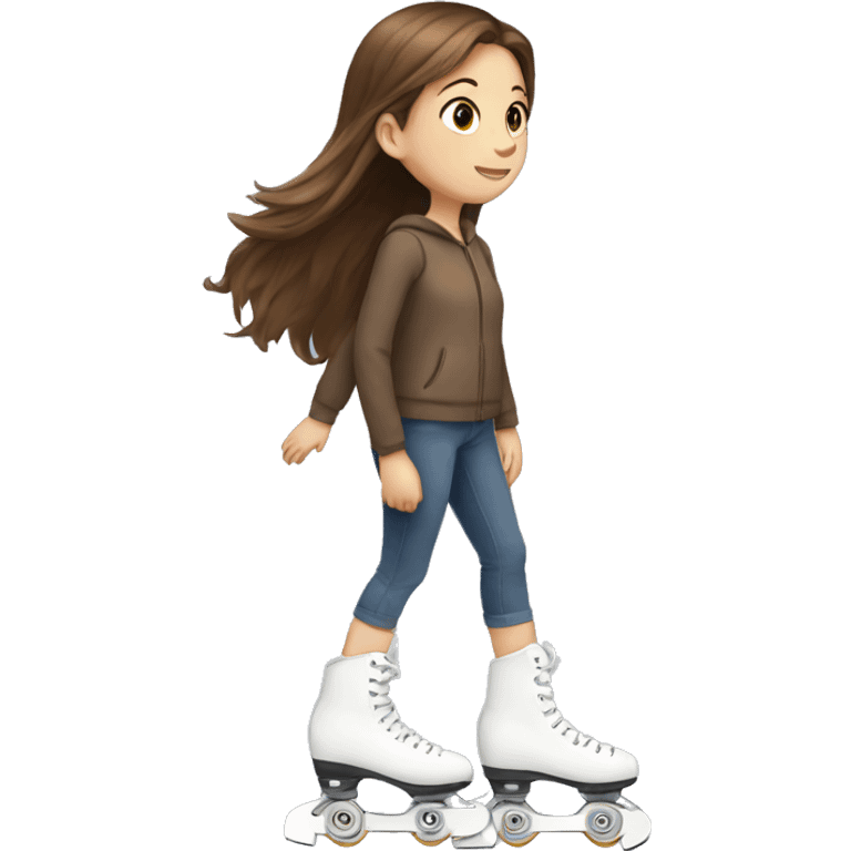 girl with brown hair with white road skates emoji