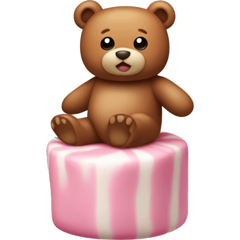 teddy bear on a marshmallow emoji