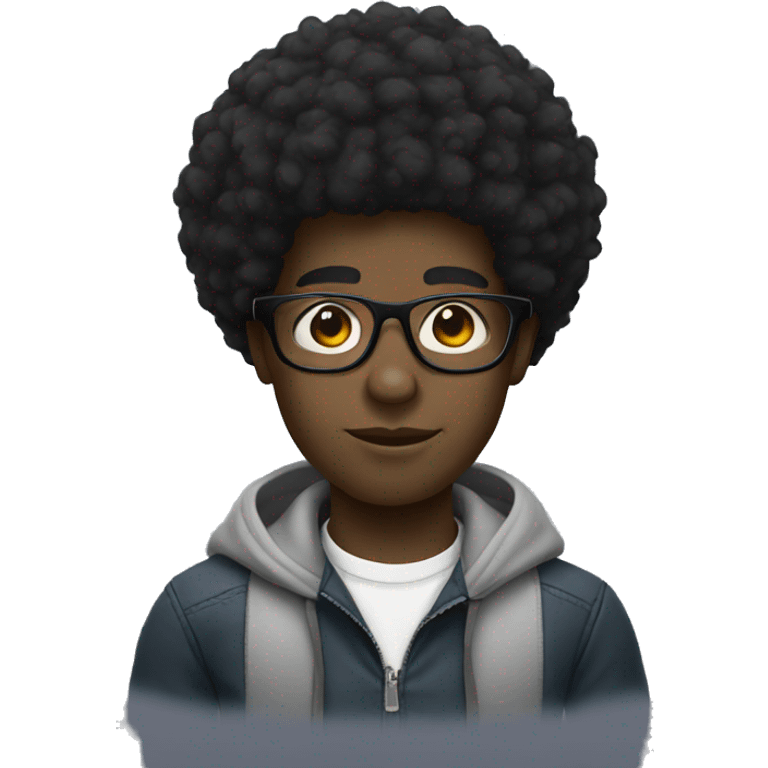 Black boy with Afro and glasses emoji