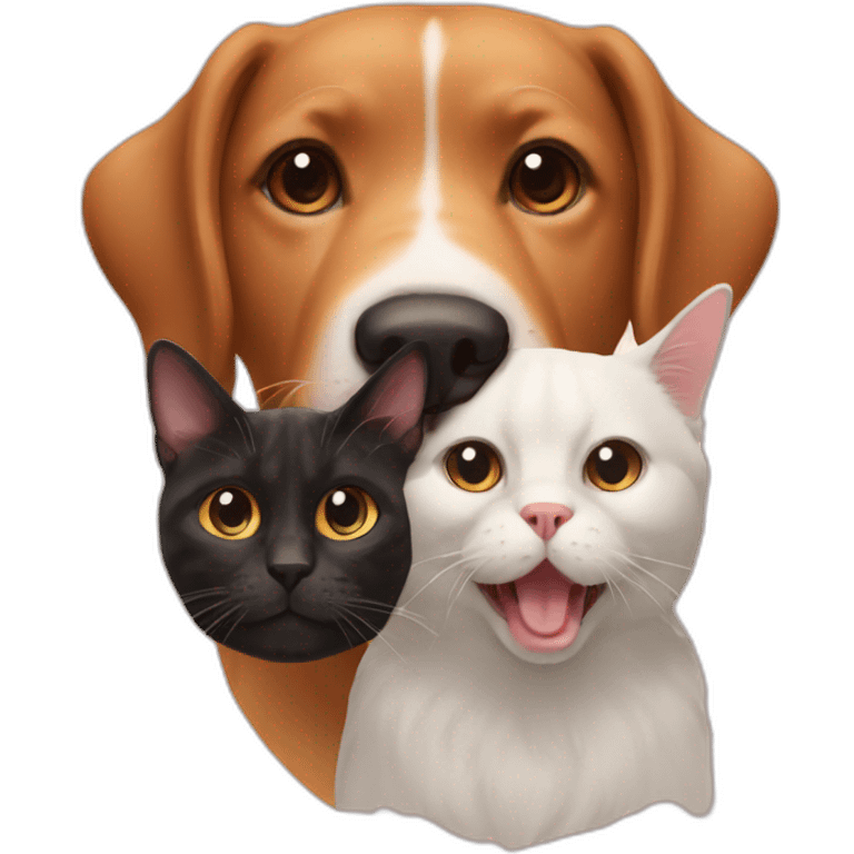 a single animal with one part cat and the other dog emoji