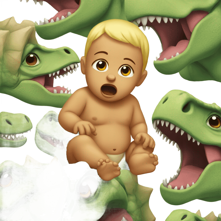 Baby crying on a dinosaur  emoji