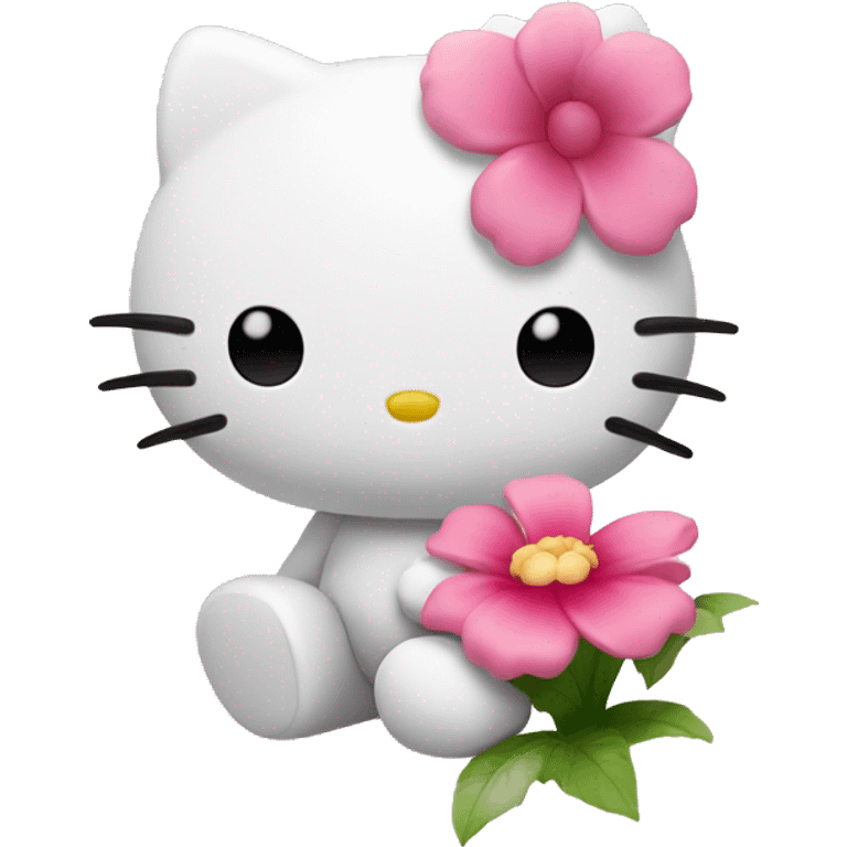 Hello kitty com flor na mão emoji