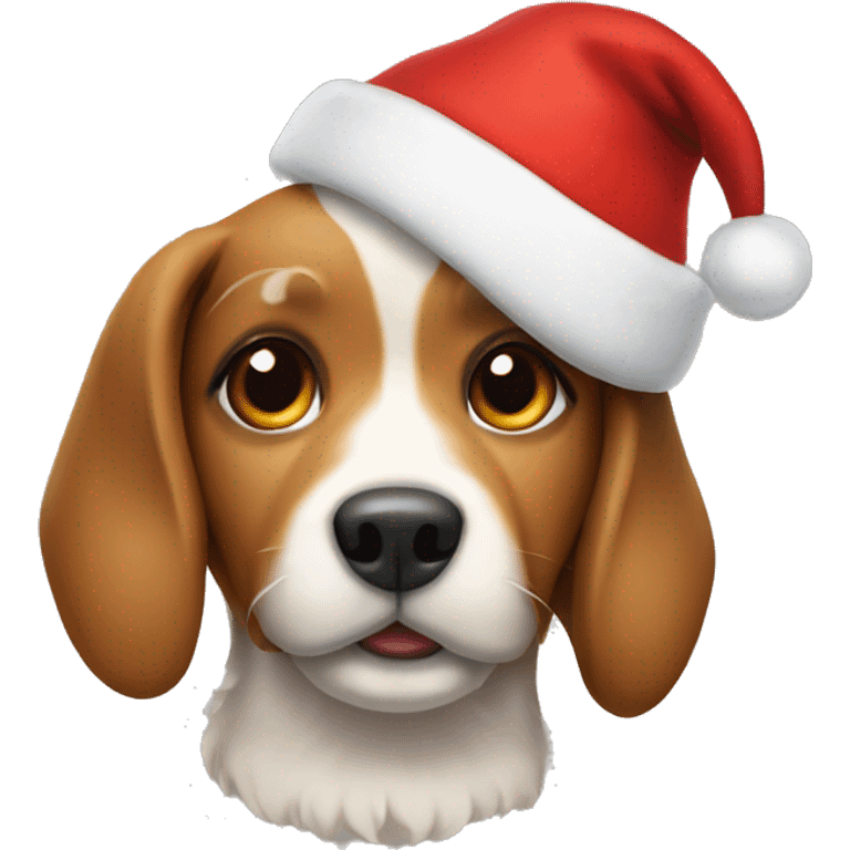 dog wearing a christmas hat emoji