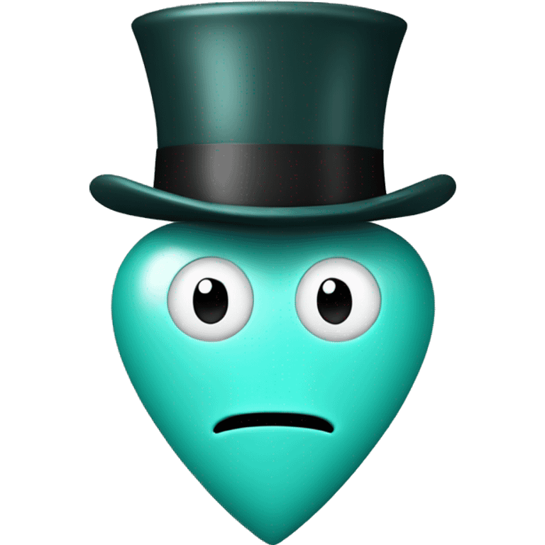 light teal heart with top hat and monocal but no face emoji