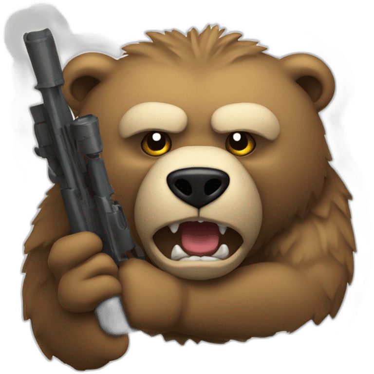 An angry bear holding a sniper emoji